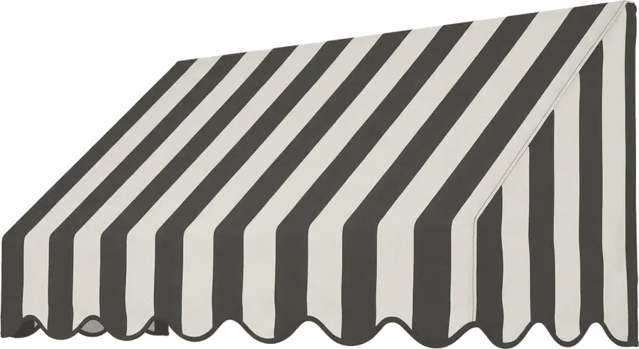 กันสาดผ้าลายทางขาวดำ MR Curtain — striped fabric awning