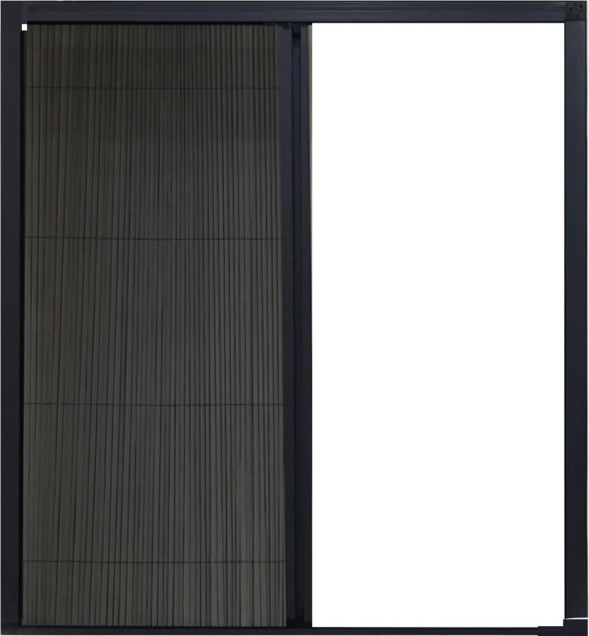 มุ้งจีบ MR Curtain — pleated mesh screen, half open