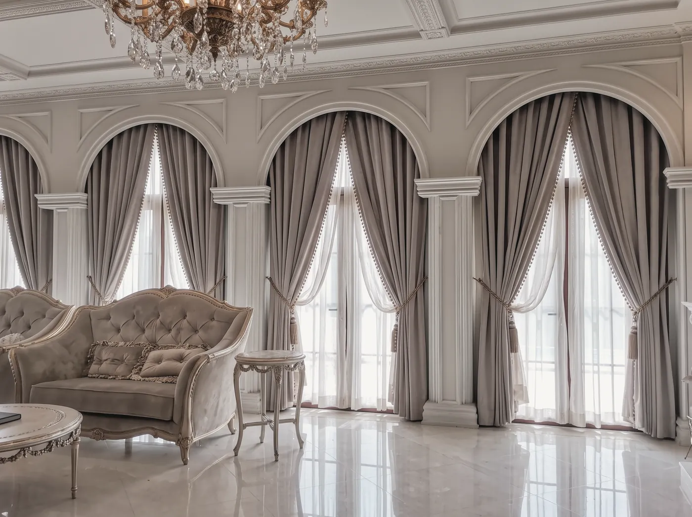 Drawing room, four arched bays in one fabric